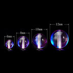 RUBYCA Round Moonstone Crystal Glass Beads Aura Iridescent for Jewelry Making (1 Strand, 10mm, Purple) - color: Dark Purple, size: 10mm