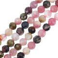 90PCS Faceted Natural Tourmaline Beads 4mm Round Small Gemstone Strands Mixed Color Loose Spacer Seed Beads for Fine Wire DIY Necklace,Hole:1mm