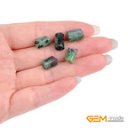 GEM-Inside 31Pcs 8x12mm Natural Green Ruby Zoisite Stone Gemstone Faceted Freeform Tube Column Chakra Beads for Jewelry Making Full 15" Strand Power Energy Healing Stone - color: Green Ruby Zoisite