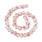 Elecrelive 40Pcs 10mm Flower Glass Beads Gold Sand Lampwork Beads White Floral Round Crystal for DIY Bracelet Necklace Earring Jewelry Making - color: Clear