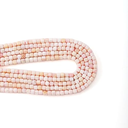 Faceted Natural Pink Shell 2-3mm Cube Square Loose Beads Gemstone Small Loose Beads Healing Crystal Energy Stone for DIY Jewelry Making 15" - color: Pink shell