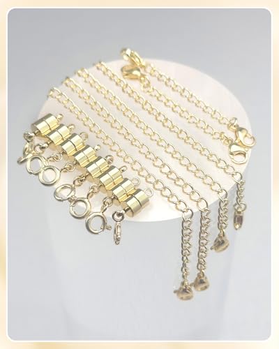 MKCYD Necklace Extender and Magnetic Necklace Clasp, Magnetic Clasps for Bracelet Extenders Gold Chain Extension for Jewelry Repair Kit - color: 14Pcs Gold