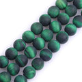 GEM-Inside 10mm Natural Stone Green Tiger Eye Frosted Matte Unpolished Round Beads for Jewelry Making Strand 15 inch - color: Green Tiger Eye, size: 10mm