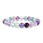 Justinstones 8mm Round Beads Stretch Bracelet 7 Inch Unisex - color: Multicolor Fluorite