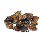 LE SKY 20 Pcs natural stone pendants heart shape healing stone charms for jewelry making - color: tiger eye