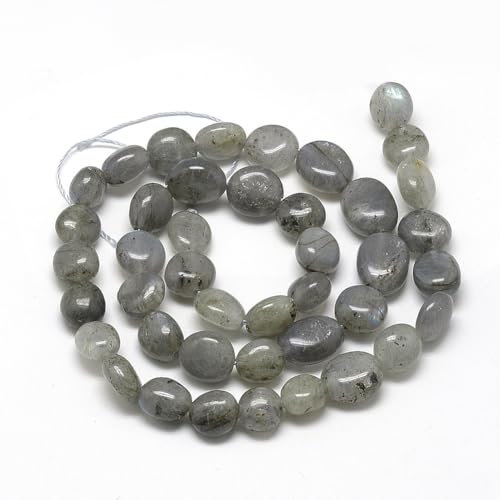 30-45Pcs/Strand Natural Labradorite Beads 15.7" Irregular Nuggets Stone Beads 8-15mm Gemstones Loose Spacer Bead for DIY Bracelet Necklace Jewelry Making Crafting - color: Labradorite