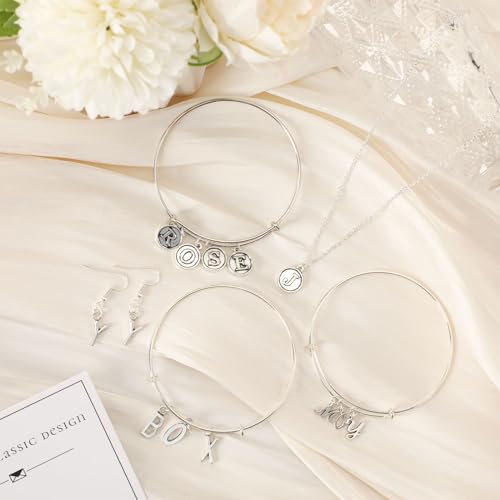 SANNIX 156Pcs/6 Sets Letter Charms, Alphabet ABC Letter Charms 3 Styles Capital A-Z DIY Bracelet Necklace Pendants with 200Pcs Open Jump Rings for Jewelry Making, Antique Silver - color: Silver