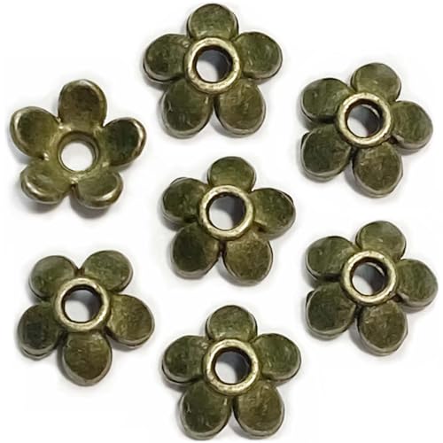 Heather's cf Flower Bead Caps Custom Fancy Charm Jewelry Making Spacer Kit Findings Bulk Vintage for Bracelets Earrings Necklaces Rings Beading Supplies Craft Non Tarnish DIY (Bronze Petal - 500 Pcs) - color: Brass Petal Bead Cap-500pcs
