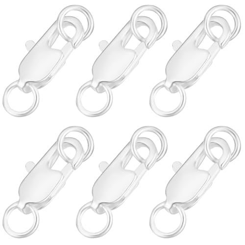 Beebeecraft 1 Box 20Pcs Lobster Claw Clasps 925 Sterling Silver Plated Brass Jewelry Lobster Clasp with Jump Ring for Bracelets Necklace Jewellery Making (12x6x2.5mm) - color: Silver, size: 12x6x2.5mm