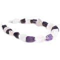 Natural Clear Quartz & Amethyst Crystal Nugget Raw Graduated Beads Strand 2mm Hole Drilled - color: White Quartz & Amethyst