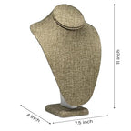 Novel Box Burlap Stand Jewelry Necklace Display 7.5x4x11 Inches - Freestanding Travel Necklace Holder Stand - Necklace Mannequin Organizer Stands - Necklace Displays Large - color: Burlap, size: Large
