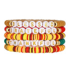 Thanksgiving Stackable Bracelet for Women Set Colorful Beads Rubber Ring Elastic Layering Letter Disc Maple Leaf Pendant Clay Stretch Fall Bracelets Fall Costume Bracelet Jewelry for Women - style: Style1