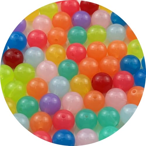 60pcs Acrylic Round Beads for Crafts 14mm Resin Candy Color Spacer Beads with Hole for Jewelry Making Sewing Crafts Decoration Necklaces Bracelets Earrings Supplies(Jelly Mix Colors) - color: Jelly Mix Colors, size: 14mm