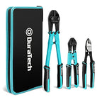 DURATECH 3-Piece Bolt Cutter Pliers Set, 14" Heavy Duty, 8" Mini, 8" Wire Cable Cutter with Carrying Case, Ergonomic Handle, Cr-V Blade for Bolts, Rivets, Chains, Wires - size: 8" Cable Cutter + 8" Bolt Cutter +14" Bolt Cutter