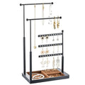 pickpiff Jewelry Organizer Holder Stand: 3 Tier Jewelry Storage Display for Necklace, Bracelet, Earring, Ring, Black & Brown - color: black & brown