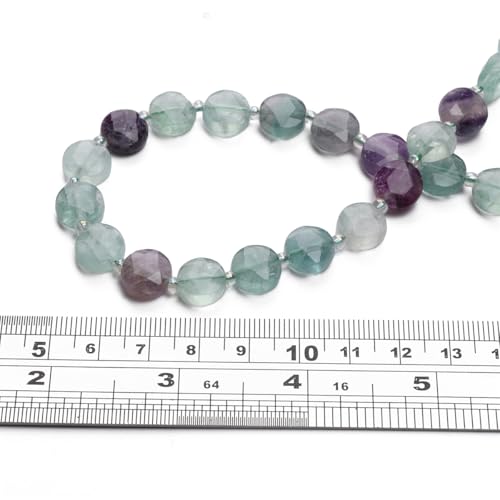 BEADIA Natural Faceted Fluorite Rondelle Disk Stone Beads 10x5mm 37cm for DIY Chain Jewelry Making - color: Fluorite