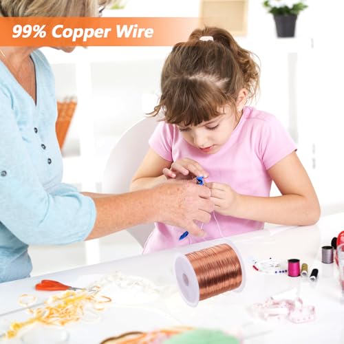 28 Gauge Jewelry Copper Wire, 328 ft/100 m Rust Resistant Craft Copper Wires, Bulk Soft Pure Red Coppers Wire, Plated Metal Thin Beads Wires for Making Crafts Wrapping Jewelry - color: Red Copper
