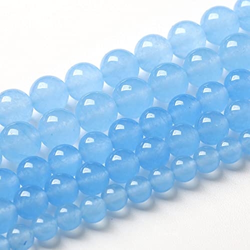 10mm 38pcs Blue Natural Chalcedony Aquamarines Stone Beads for Jewelry Making Round Jades Beads DIY Bracelet Accessories - color: Blue Aquamarine Chalcedony Jades, size: 10mm
