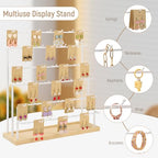 Earring Display for Vendors 6 Tier 42 Hooks Wood Earring Display Rack Holder for Earings Necklaces Rings Bracelets Keychains (White) - color: White