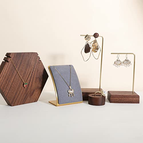 GemeShou Grey Necklace display stand, Velvet Jewelry necklace display holder for selling, small metal earring neck storage organizer, online jewelry photography props【Grey】 - color: grey