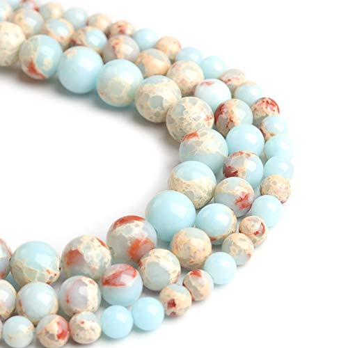 Natural Stone Beads 8mm Sky Blue Jasper Polished Round Smooth Gemstone Beads for Jewelry Making Adults 15 Inch(Sky Blue Jasper,8mm) - color: Sky Blue Jasper, size: 8mm