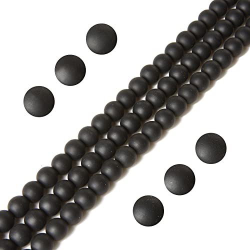 150pcs 8mm Matte Black Beads Natural Gemstone Beads Round Loose Beads for Jewelry Making - color: Matte Black, size: 8mm