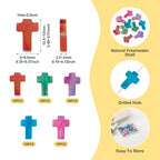 50 Pcs Shell Cross Beads Natural Freshwater Shell Beads Colorful Crucifix Spacer Bead Easter Charms for DIY Necklace Bracelet Earring Jewelry Making - color: Shell-Colorful