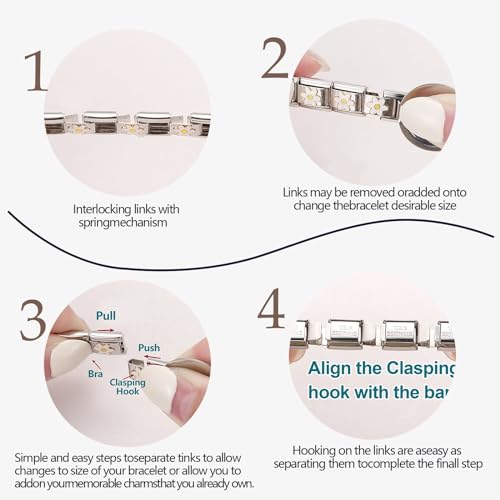 Italian Charms Bracelet Sets with 1Pcs Starter Brascelet 9Pcs Charms 9mm Italian Modular Charm Bracelet DIY Module Jewelry Gifts - color: B-Starter Bracelet Set-GoldSilver