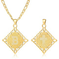 LETFLY Initial Necklaces for Women Men, 18K Gold Plated Letter Cross Pendant Necklace Alphabets A-Z Figaro Chain Jewelry Gifts - color: Rhombic, style: Letter B