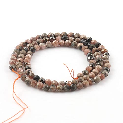180pcs 2mm Natural Black Stripe Rhodochrosite Gemstone Beads Faceted Round Loose Stone Beads for Jewelry Making (1 Strand) - color: Black Stripe Rhodochrosite, size: 1.9-2.4mm
