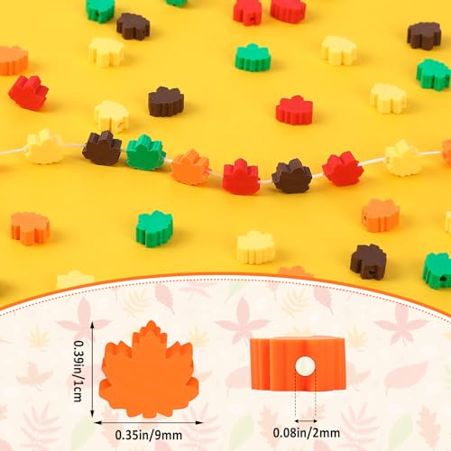 Fall Polymer Clay Beads, 300pcs Fall Mapel Leaf Clay Beads for Jewelry Making Thanksgiving Autumn DIY Bracelet Necklace Accessories Craft Party Supplies - color: Red Orange Yellow Green Brown