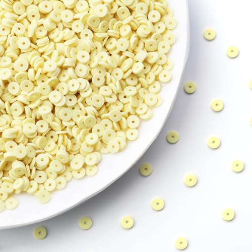Light Yellow Polymer Clay Beads, 6mm Heishi Bead for Jewelry Bracelets Necklace Making 1000PCS - color: Golden yellow