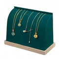 Cambered Necklace Display Stand with Flannelette Soft Mat Wood Jewelry Organizer Tabletop Display Holder for Necklaces, Choker Pendant (Green) - color: Green