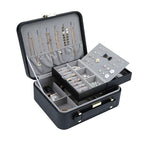 Large Jewelry Travel Organizer, 2 Layers Jewelry Box with Tray Black - color: Fashion Black