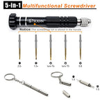 PTSLKHN Eyeglass Repair Kit, 5-in-1 Multifunctional Small Screwdriver, S2 Steel Eyeglass Screwdriver Kit for Eyeglass, Sunglasses, Electronics, Cellphone, Jewelry and More (Black 5in1) - color: Black