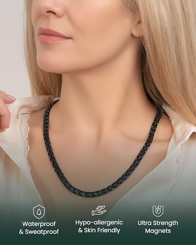 MagnetRX® Titanium Magnetic Necklace – Ultra Strength Magnetic Necklaces for Men & Women – Effective Mens Titanium Necklace with 55 Magnets (Black, 20 Inches) - color: Black, size: 20 Inch (Pack of 1)