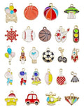 JIALEEY 25Pcs Assorted Gold Plated Enamel Mixed Sport Traffic Charm Pendant DIY for Necklace Bracelet Jewelry Making and Crafting