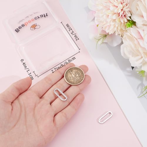 Beebeecraft 1 Box 2Pcs Spring Oval Ring Platinum Plated 925 Sterling Silver Trigger Snap Clip Hook Buckle Carabiner Lock Clasps Connector Fastener Gate Rings for Keychain Jewelry Making DIY Crafts - color: Silver