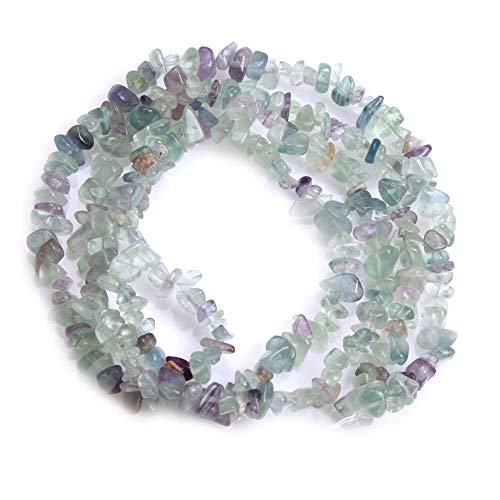 HAAMIIQII 5-8mm Natural Fluorite Chips Beads Irregular Chip Stones Loose Gemstone Beads Energy Healing Beads for Jewelry Making Strand 30 Inch - color: Fluorite