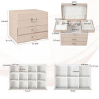 Dajasan Jewelry Organizer Box, Large Jewelry Boxes for Women Girls, Space-Saving 4 Layers Jewelry Storage Case with Drawer, Movable Metal Stand, Modern, Gift Idea (Champagne + Silver) - color: Champagne + Silver
