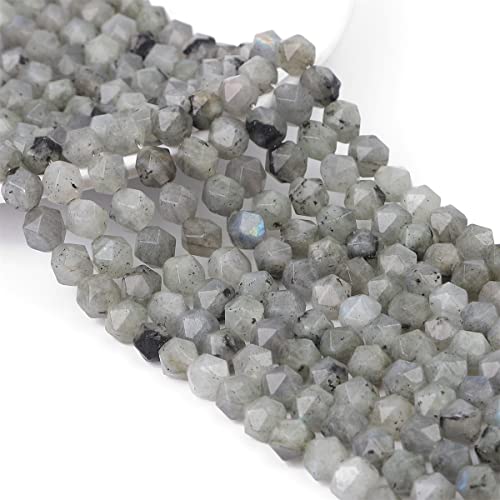 BEADIA Faceted Natural Spectrolite Stone Round Beads 6mm 36cm/Strand for Jewelry Making - color: Spectrolite, size: 6mm