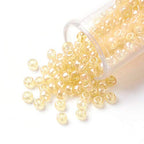 Craftdady 12/0 Glass Seed Beads 2x1.5mm Transparent Lustered Round Loose Pony Beads PaleGoldenrod About 3000Pcs for Jewelry Making Hole: 0.3mm - color: PaleGoldenrod, 2x1.5mm