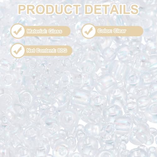 MECCANIXITY 15/0 11/0 8/0 6/0 Glass Seed Beads 1.5mm/2mm/3mm/4mm Loose Seed Beads for Jewelry Earring Bracelet Craft Making, 5888PCS, Clear - color: Clear