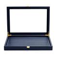 Oirlv Premium Blue Leather Rings Earrings Organizer Tray with Clear Lid Jewelry Display Box with Acrylic Lid Stackable Jewelry Box Drawer Inserts - color: Blue, size: 10 Slot