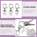Swpeet 125Pcs Silver Keychain Making Set, 25Pcs Swivel Lanyard Snap Hook, 25Pcs Keychain Ring, 25P Extender Chains, 50P Open Jump Rings, Swivel Lobster Clasps, Keychains Clips - color: Silvery