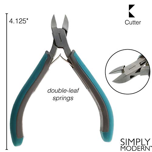 The Beadsmith Simply Modern Side Cutter, 4.5 inches (114mm) with polished steel head, PVC grip handles and double-leaf springs, tool for jewelry making - size: Side Cutter