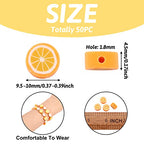 50PCS Handmade Polymer Clay Round Beads Orange Slice Loose Beads Fruit Theme Spacer Beads for DIY Bracelet Necklace Earring Charm Jewelry Making Hole 1.8mm - color: Orange Slice