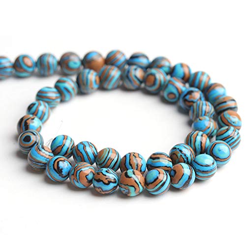 Natural Stone Beads Blue Malachite 8mm Polished Round Smooth Gemstone Beads for Jewelry Making 15 Inch(Blue Malachite,8mm) - color: Blue Malachite, size: 8mm