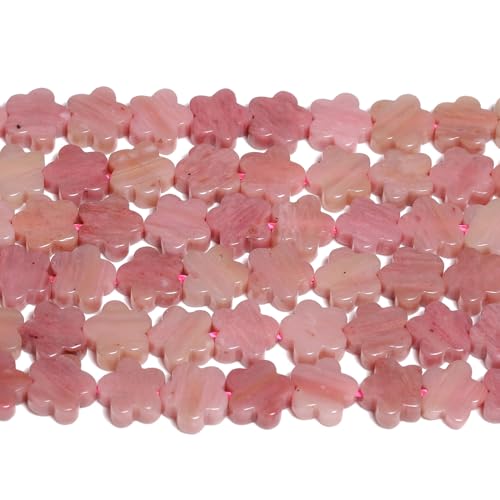 Songxi 60pcs 6mm Rose Plum Blossom Natural Stone Beads for Jewelry Making, Smooth Loose Flower Shape Gemstone Beads for Bracelets Necklace Earrings Making Supplies ﻿ - color: Rose