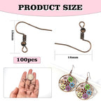 TOAOB 100pcs Earring Hooks Hypo Allergenic French Ear Wires with Ball and Coil 18mm Red Copper Fish Hook Earrings Making Supplies Jewelry Findings - color: Red copper